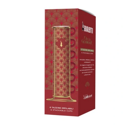 Bialetti Deco Glamour 6 Red Stackable Cups