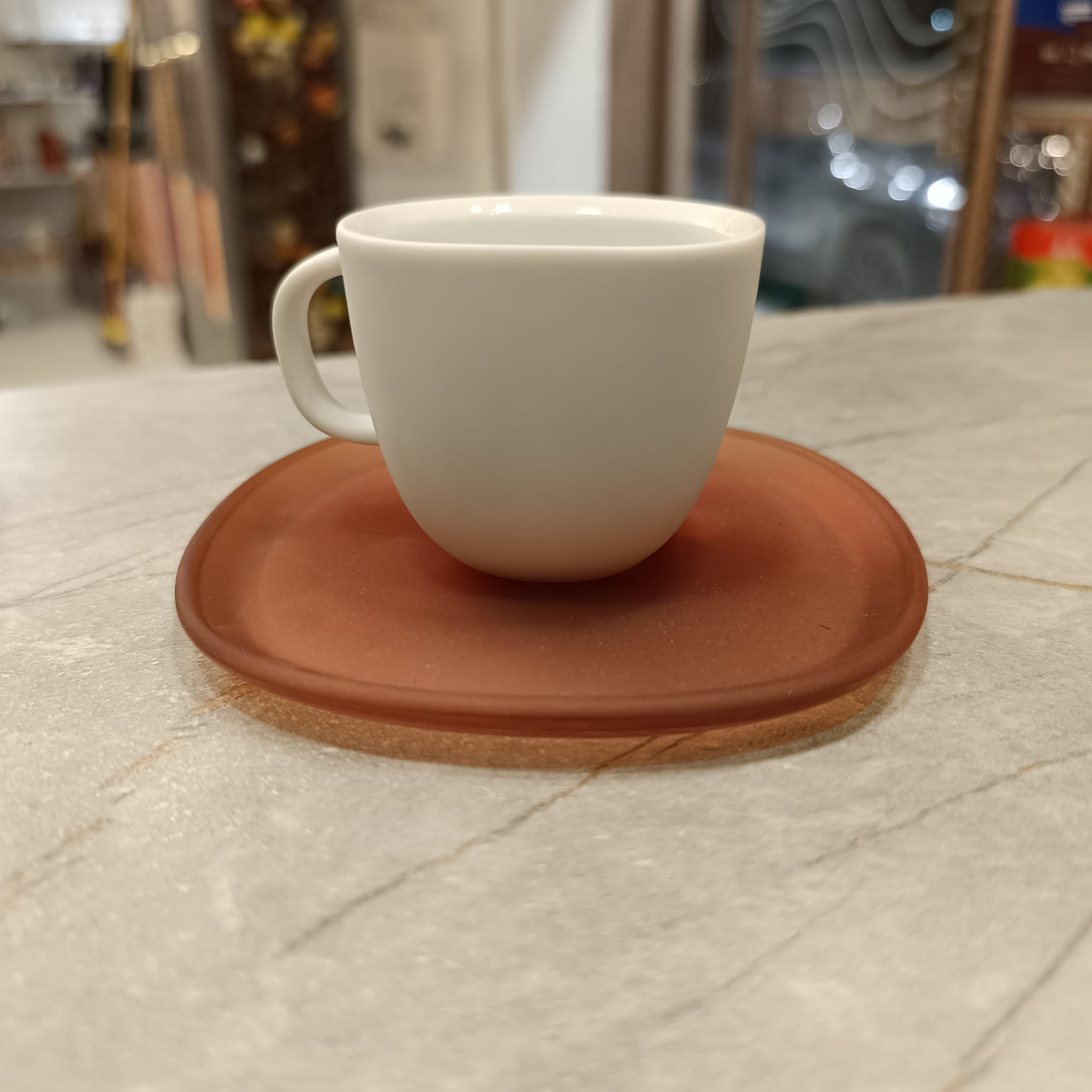 Nesspreso White Mug Brown Plate Small